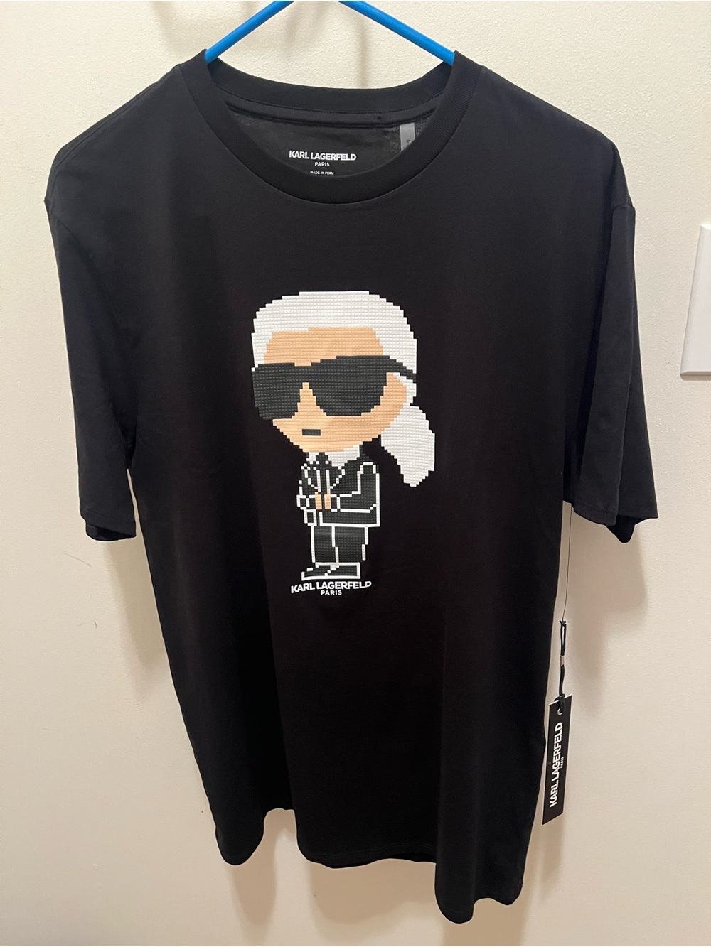 Karl Lagerfeld Black Tee with Pixel Black Suit Karl Graphic